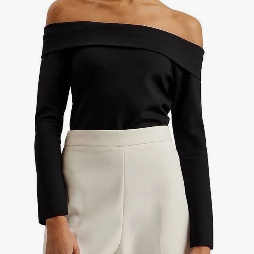 Ted Baker Off-Shoulder Black Long-Sleeve Top